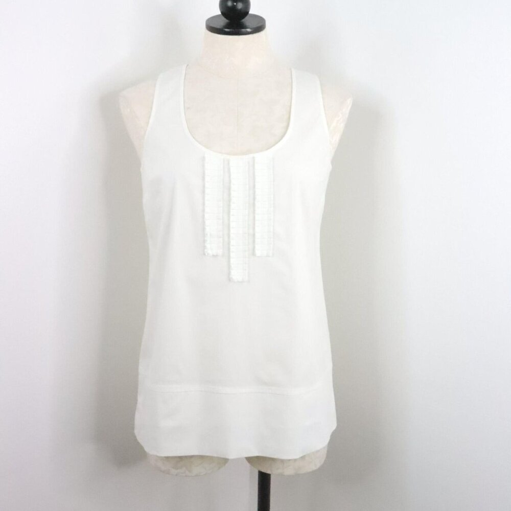 Martin+Osa Women's 4 White Lightweight Cotton Stretch Sleeveless Tank Blouse